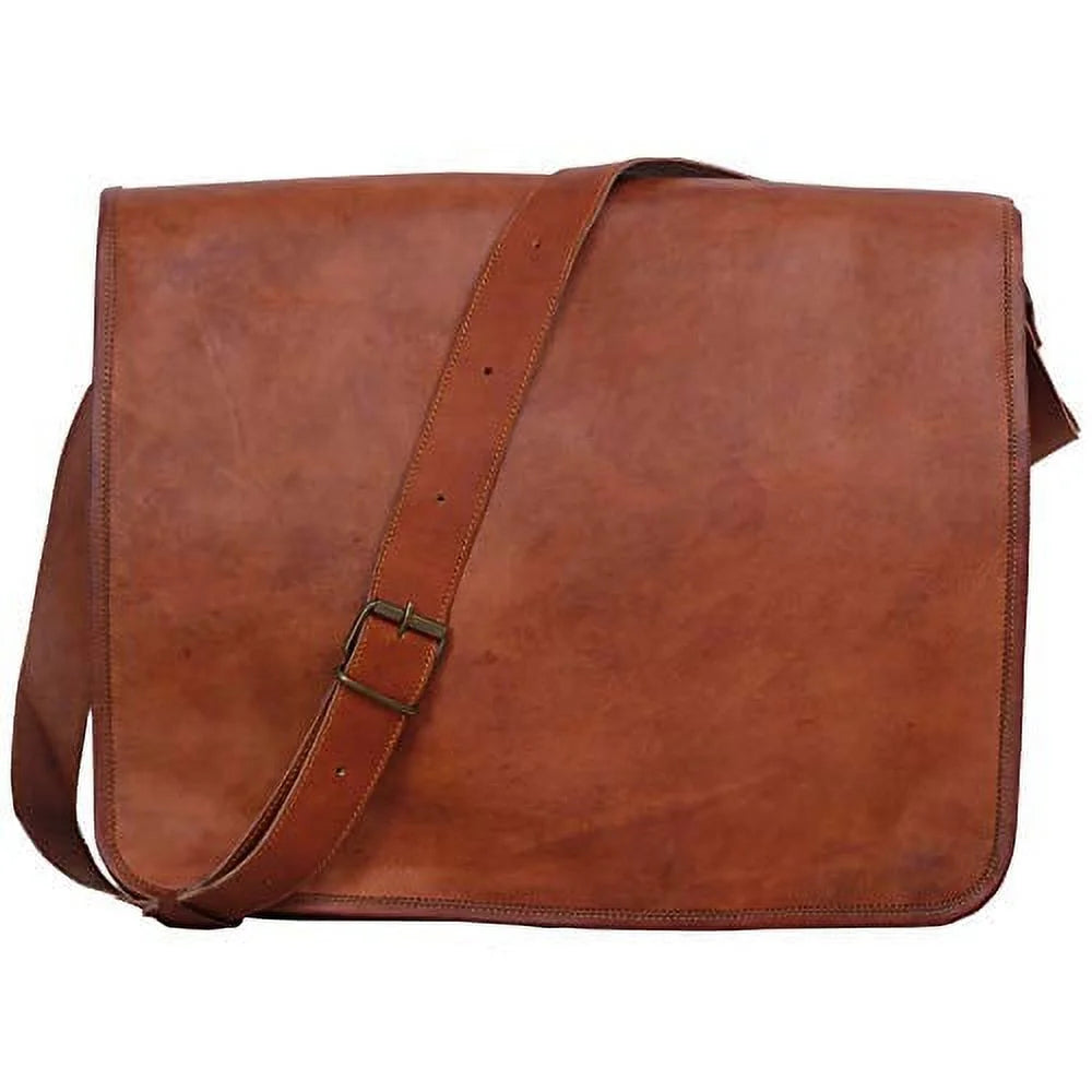 Vintage Mens 16 Inch Leather Laptop Messenger Pro Satchel Mens Bag