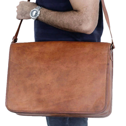 Vintage Mens 16 Inch Leather Laptop Messenger Pro Satchel Mens Bag